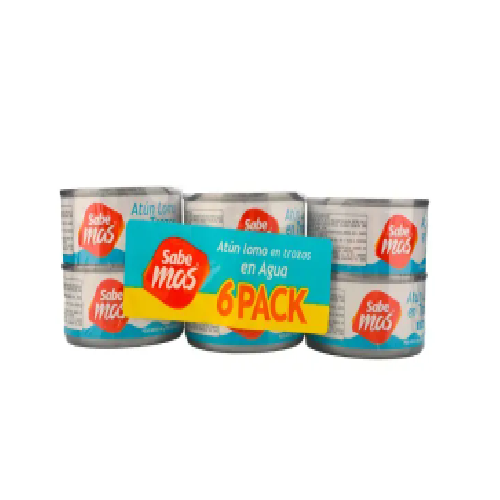 6 Pack Atún Sabemas Trozos En Agua -600gr